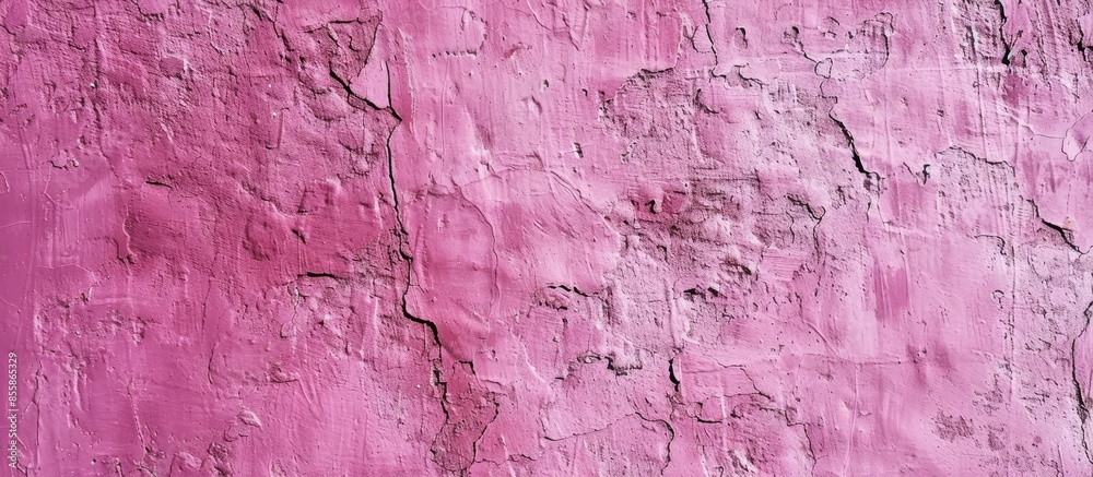 Naklejka premium Texture stain of plastered on pink cement wall, Surface rough of concrete wallpaper background. with copy space image. Place for adding text or design