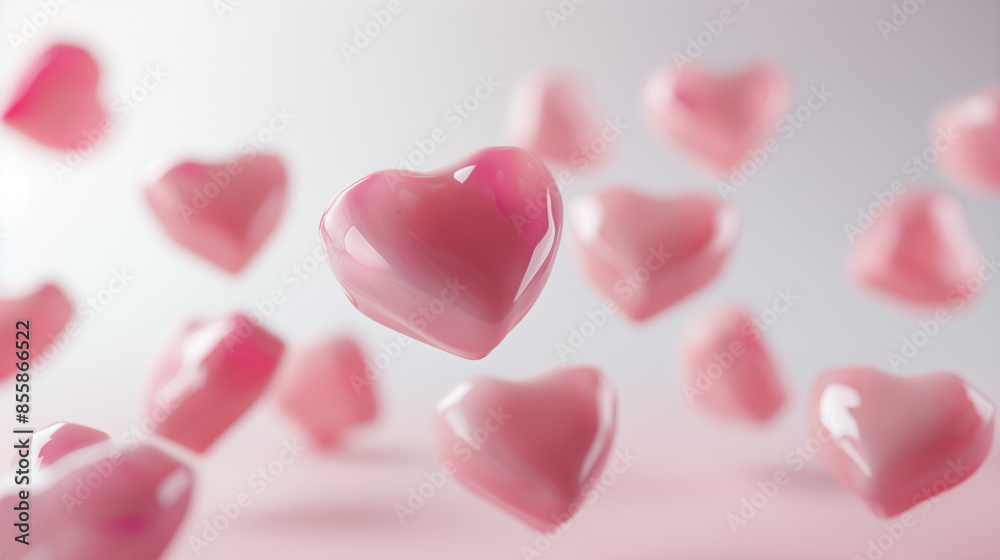 Love-themed Pink Chocolate Hearts on Simple White
