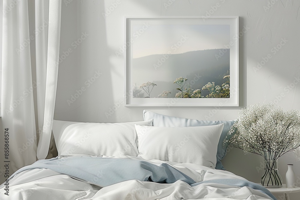 custom made wallpaper toronto digitalPlain modern frame for small 3:2 photo with white matt mount in a badroom