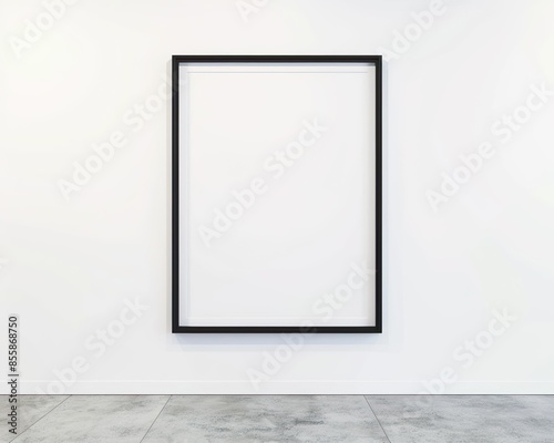 Empty black frame on a white wall