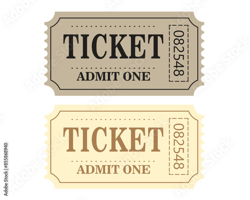 Retro ticket design template. Admit one. Tickets for cinema, movie, circus, carnival, film, festival, etc. Vector illustration.