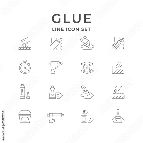 Set line icons of glue