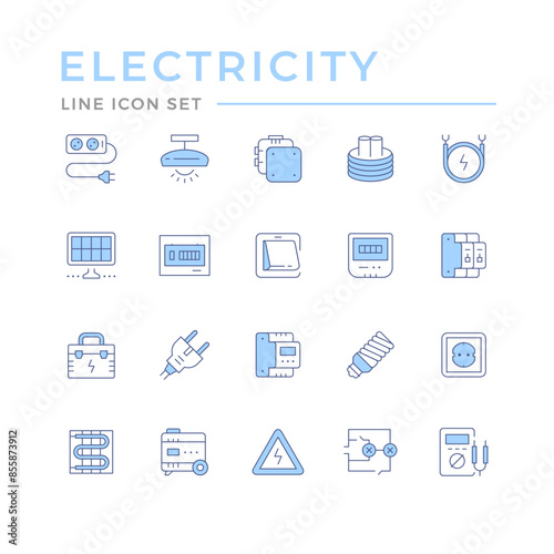 Set color line icons of electricity