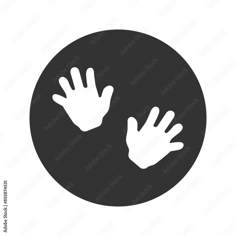 Baby hands print icon isolated on white background. Set icons colorful square buttons. Vector Illustration Baby hands print icon isolated on white background. Set icons colorful square buttons. Vector Illustration