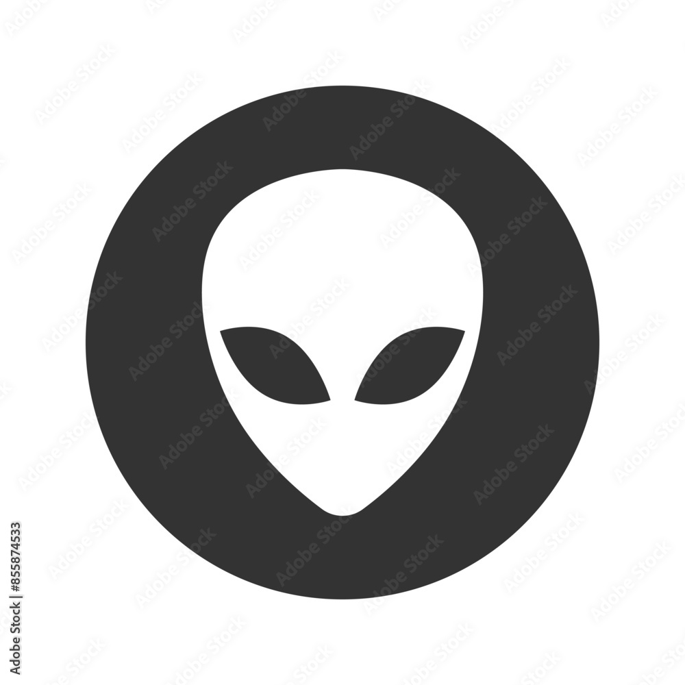 Black Alien icon isolated on white background. Extraterrestrial alien face or head symbol. Vector Illustration Black Alien icon isolated on white background. Extraterrestrial alien face or head symbol. Vector Illustration