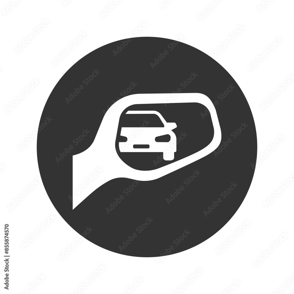 Car mirror icon in modern flat style sign Car mirror icon in modern flat style sign