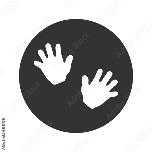 Baby hands print icon isolated on white background. Set icons colorful square buttons. Vector Illustration