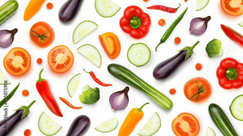 Wallpaper Mural variety of vegetables on white background Torontodigital.ca