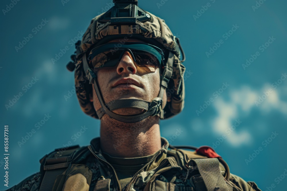 Ready for Action: Close-up of an Airborne Soldier Prepared for Parachute Jump Ready for Action: Close-up of an Airborne Soldier Prepared for Parachute Jump