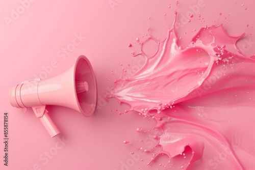 Vibrant Pink Megaphone on Pastel Background for Loud Announcements Generative AI photo