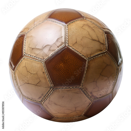 soccer ball isolated, vintage 3D illustration on transparent background