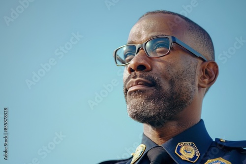 Uniformed public affairs officer speaking at a formal event