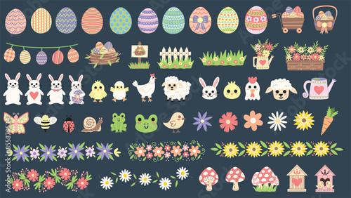 Photography Pastel Easter garden illustration set