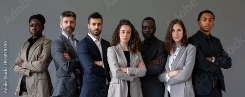 Confident and determined business professionals standing with arms crossed showcase diversity in teamwork © ALEXSTUDIO