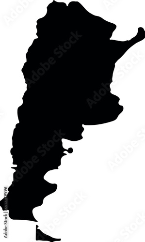 black silhouette map of Argentina on a white background