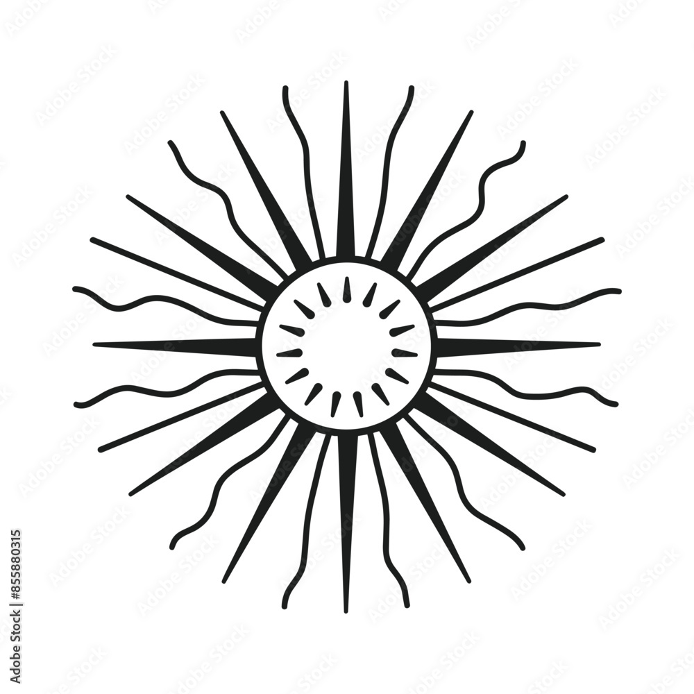 Line art sun design vector icon style Line art sun design vector icon style