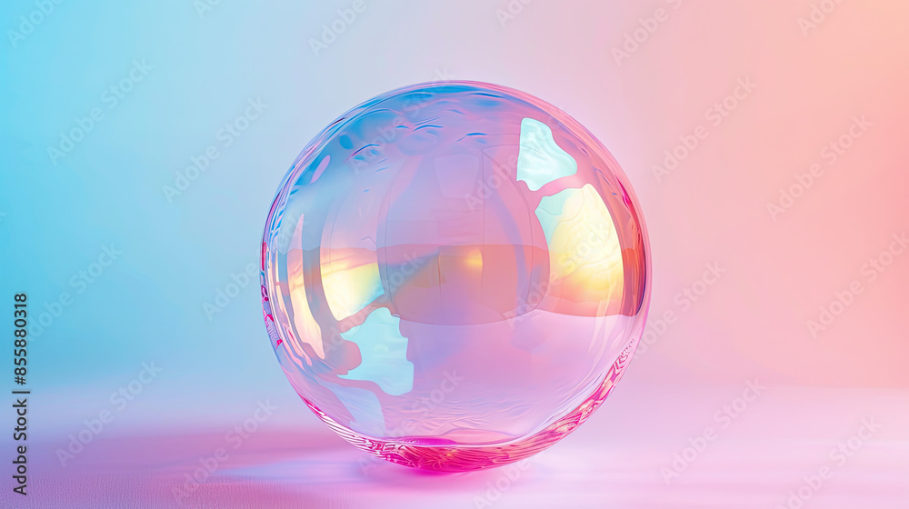 3D rendering, iridescent sphere on gradient background. 3D rendering, iridescent sphere on gradient background.
