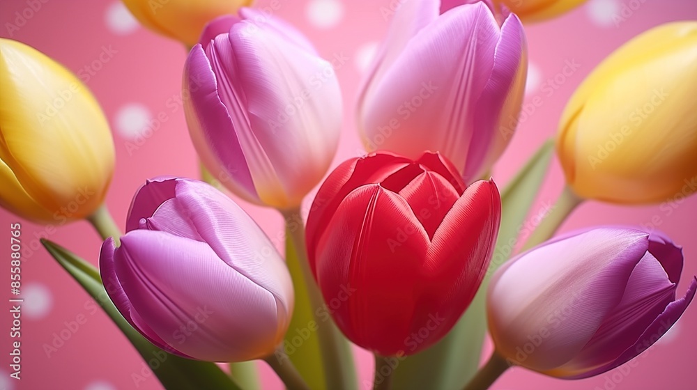 Fototapeta premium pink and yellow tulips