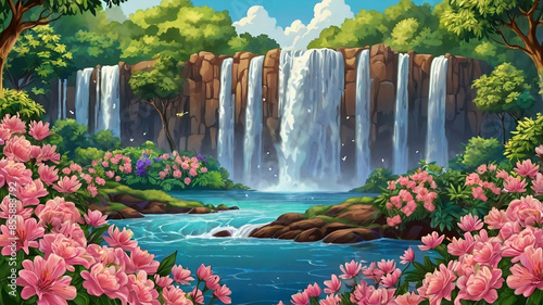 Illustration of a waterfall in the shape of love