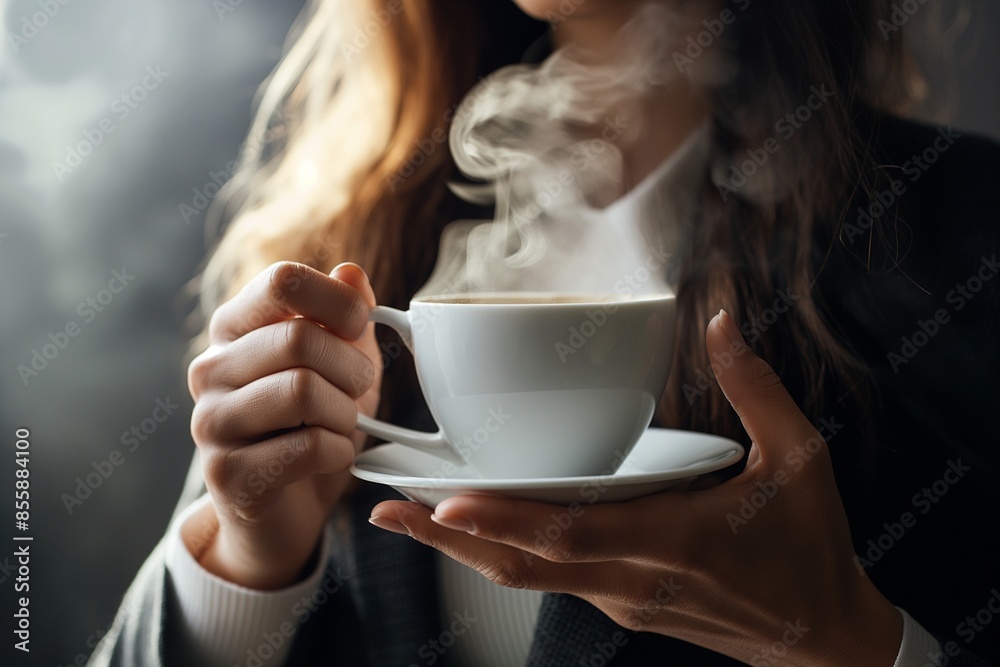 business woman holding hot coffee by generative ai business woman holding hot coffee by generative ai