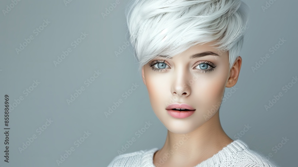 Woman With Short Blonde Hair and Blue Eyes