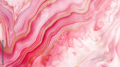 Obraz na płótnie Pink background texture pattern marble gold watercolor abstract wallpaper light. Background stone pink texture pattern marble white paint glitter art seamless liquid agate top rose color print pastel w salonie