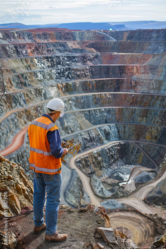 copper mine worker open pit Mine Surveying
 photo