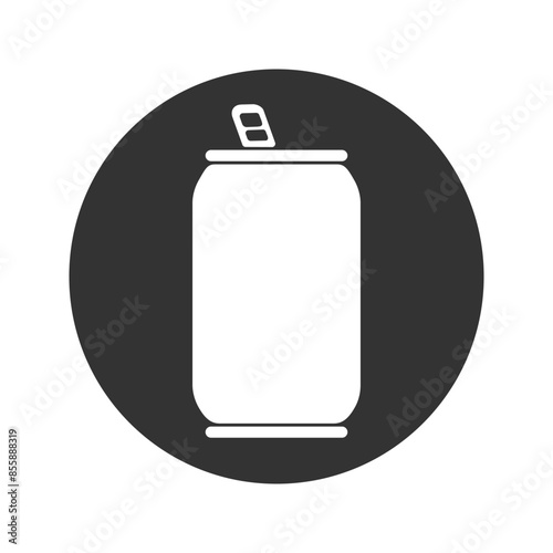 Cutout silhouette Soda can icon. Outline logo of metal container with opener. vector flat
