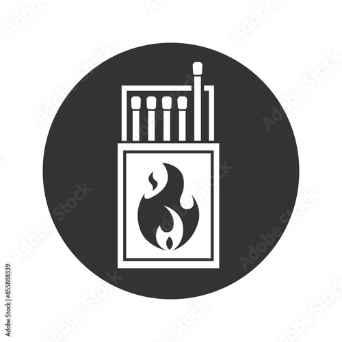 Matchbox Icon, Matchstick Icon, Matchbook Icon Vector Art Illustration Flat Sign