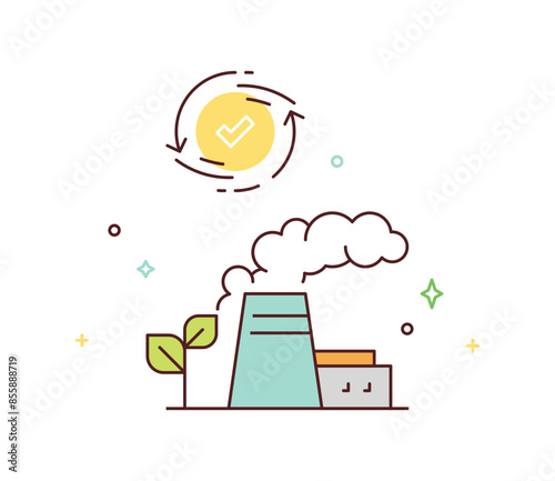 Circular economy and sustainable economic growth strategy, resources reuse, esg green energy industry vector illustration.
