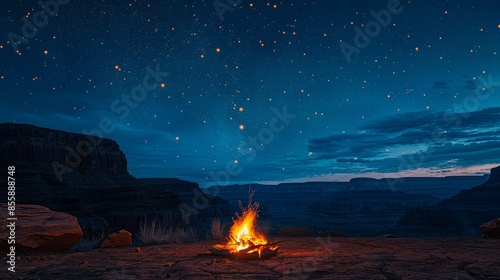 Camping under the starry night sky in Grand Canyon National Park
