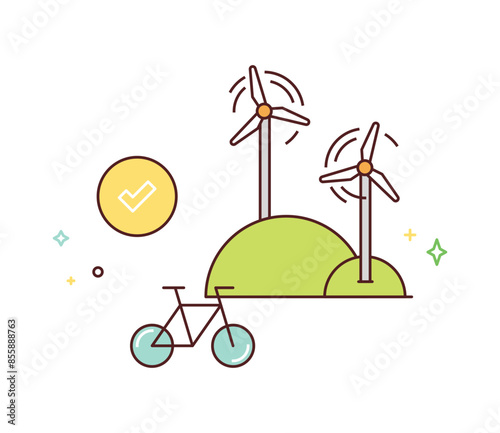 Circular economy and sustainable economic growth strategy, resources reuse, esg green energy industry vector illustration.

