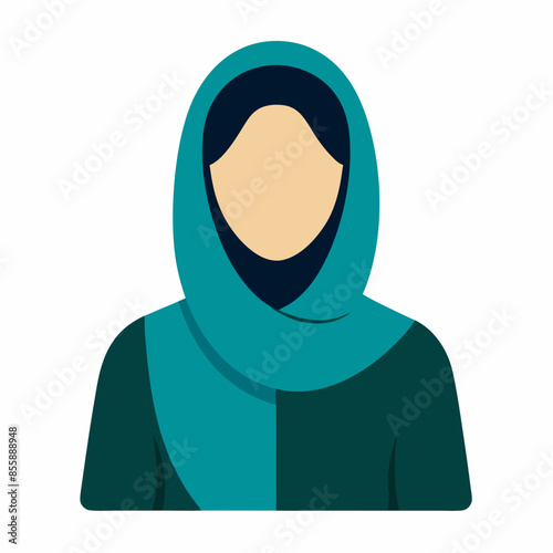 In the image, a woman is shown wearing a hijab and headscarf