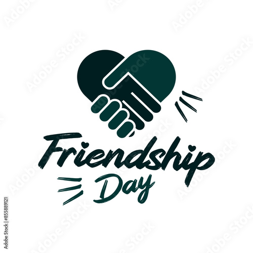 Happy friendship day typography holiday celebration art illustration dark and light very dark lime green with white background for poster banner greeting card print