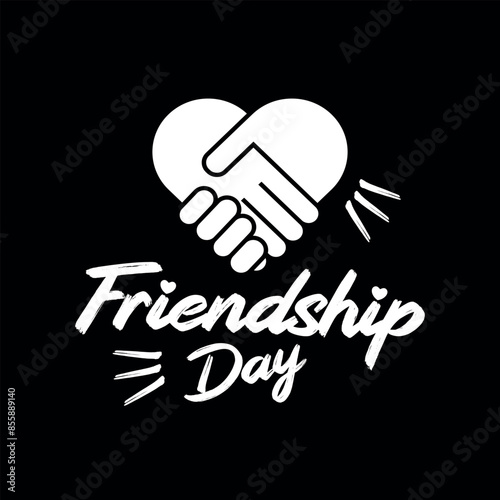 Happy friendship day typography holiday celebration art illustration white with black background for poster banner greeting card print