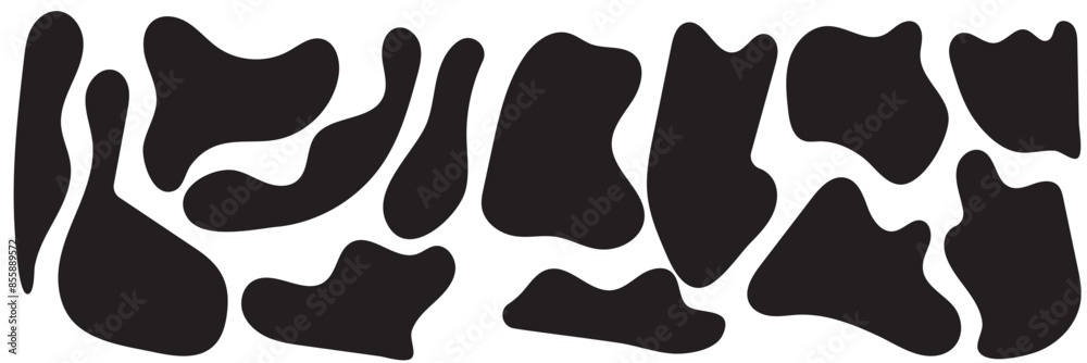 Blob shape organic, vector illustration set. Collection from abstract forms for design and paint. Liquid silhouette drop in modern style. Basic stains isolated elements on white background Blob shape organic, vector illustration set. Collection from abstract forms for design and paint. Liquid silhouette drop in modern style. Basic stains isolated elements on white background