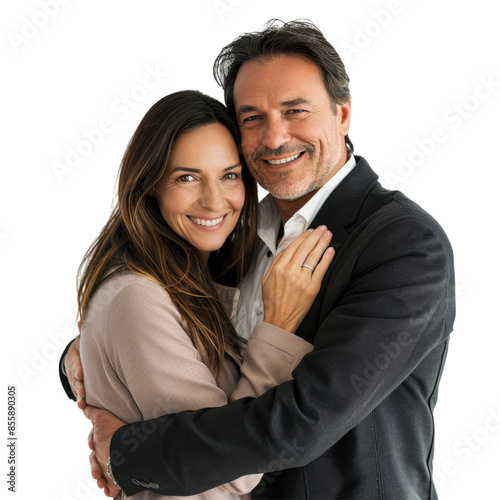 Loving Couple Embracing Isolated on Transparent Background, Ideal for Relationship and Family-Themed Projects photo