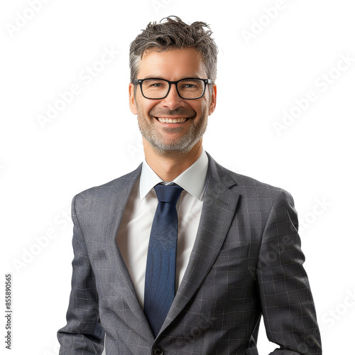 Professional Businessman in Suit Isolated on Transparent Background, Perfect for Corporate Branding and Executive Portraits photo