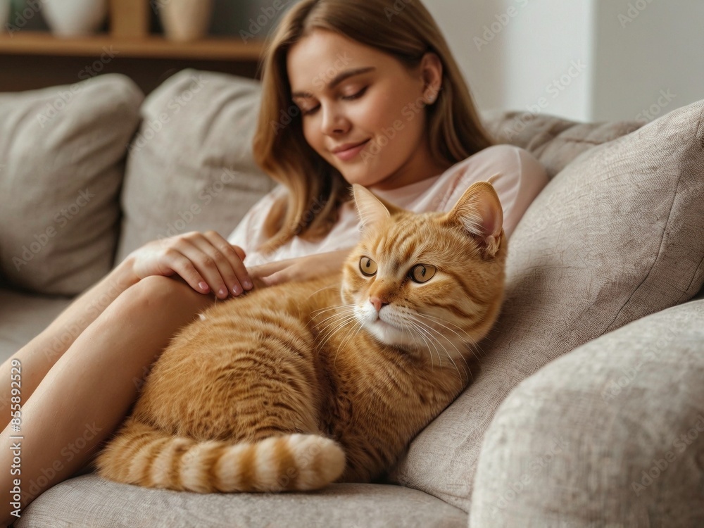 generated ai person with cat generated ai person with cat