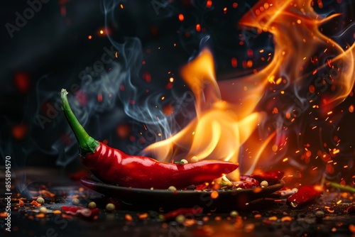 Spicy Food on Fire for Cooking Enthusiasts Generative AI