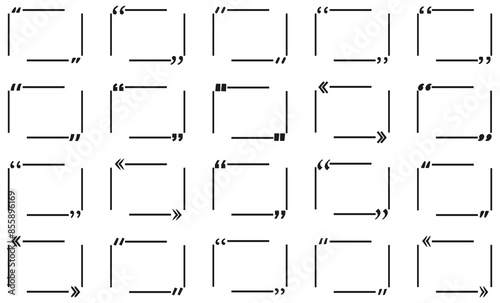 Quote frames collection. Set of remark quote box template. Simple black quote frames