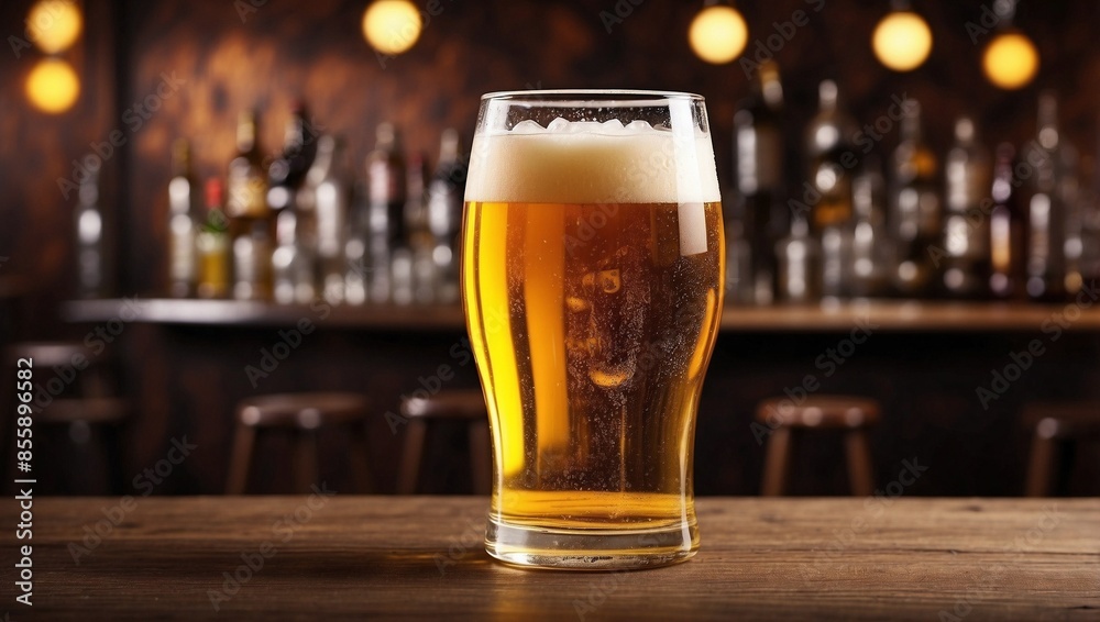Glass on Bar Background, Perfectly Chilled Glass on Bar Background, Perfectly Chilled