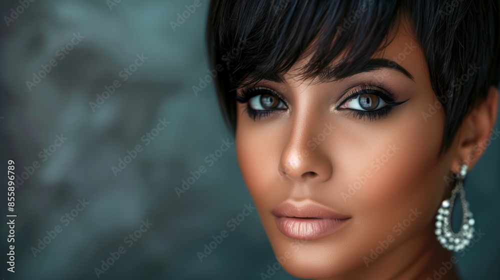 Woman With Short Black Hair and Makeup Woman With Short Black Hair and Makeup