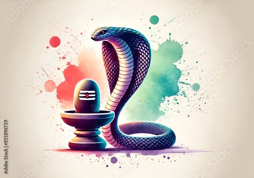 Watercolor splash illustration for nag panchami.