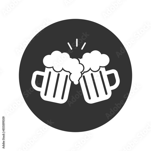 Toast with beer mugs white linear icon for dark theme. Party celebration with friends. Thin line customizable illustration. Isolated vector contour symbol for night mode. Editable stroke
