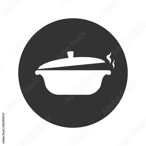 Uzbek cauldron icon. Silhouette icon of cast iron saucepan with lid. Black simple illustration of national dish for cooking pilaf vector