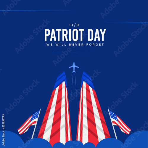 Patriot day memorial. United states patriot day 11 september graphics template.