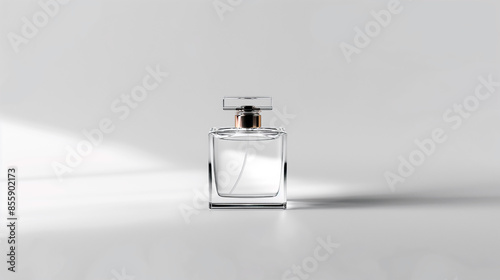 Elegant Perfume Bottle on Minimalist Background with Copy Space, Symbolizing Luxury and Sophistication