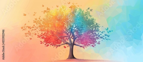 Tree Design with Adobe Illustrator pastel background. Copy space image. Place for adding text and design © Ilgun