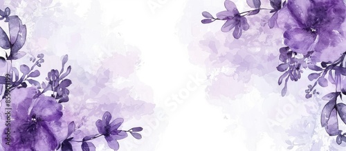 Fototapeta Naklejka Na Ścianę i Meble -  Beautiful purple watercolor wedding invitation template. Copy space image. Place for adding text and design
